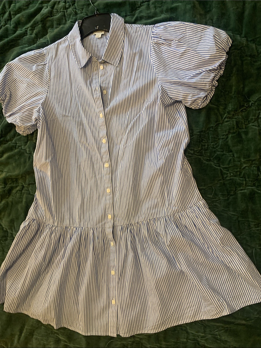 J. Crew Blue and White Striped Button-Front Tunic